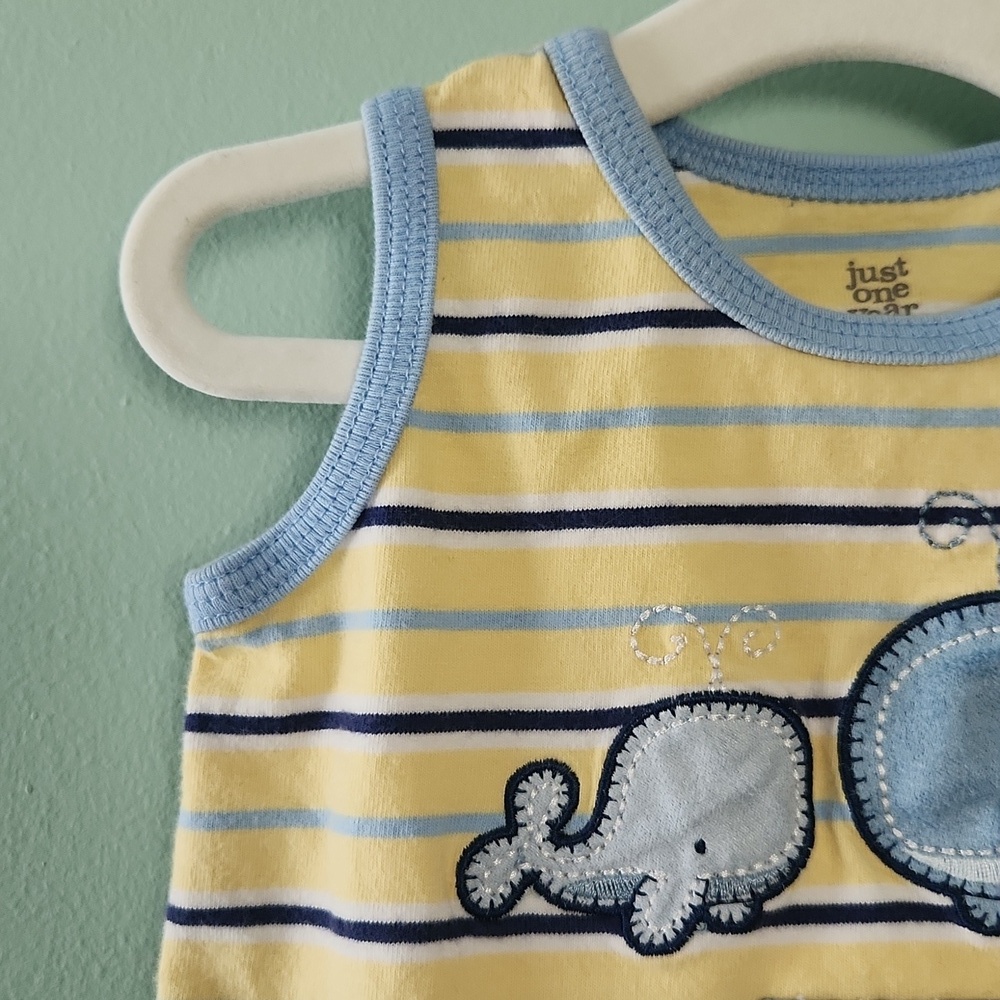 Carter's Yellow and Blue Striped Baby Romper - Picture 4 of 10